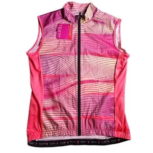Terry Women's Signature Cycling Vest Size XL Pink Coral Front Zip Pockets